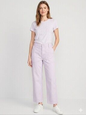J.Crew 100% Cotton straight leg Cigarette croped  jeans Pants lilac 27